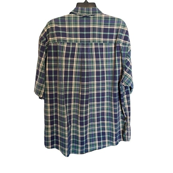 EDDIE Bauer Shirt Mens XL Short Sleeve Button Up Plaid Blue Green Classic Fit - Picture 3 of 7
